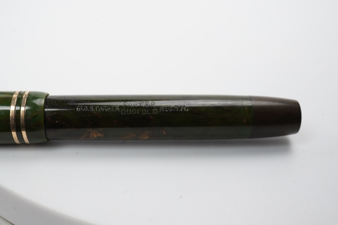 A rare Parker Duofold fountain pen, Made in the UK, fitted with 14ct. gold nib - rare colour